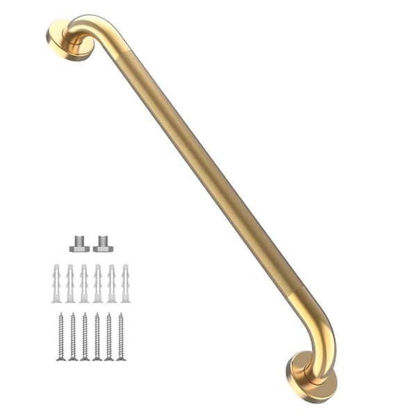 32 in. Anti Slip Shower Grab Bar in Gold, Knurled Bath Grab Bar, Safety Hand Rail Support for Elderly