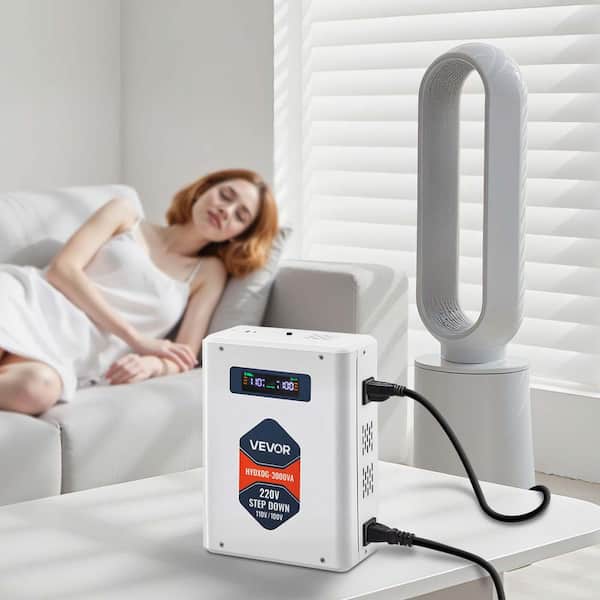 Step Down Voltage Converter 3000VA Heavy Duty Voltage Power Converter 220V to 110V Power Transformer 2 US Outlets