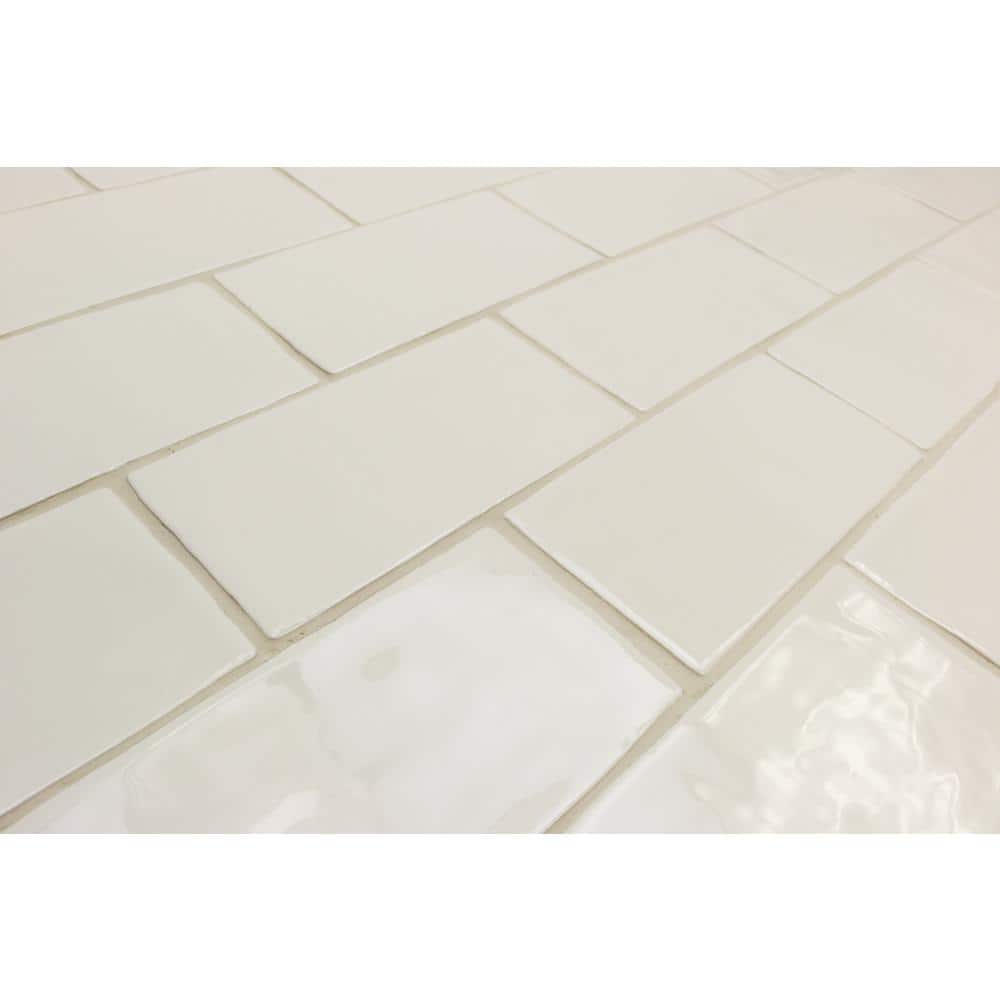 Messi 3" x 6" Polished White Ceramic Subway Wall Tile