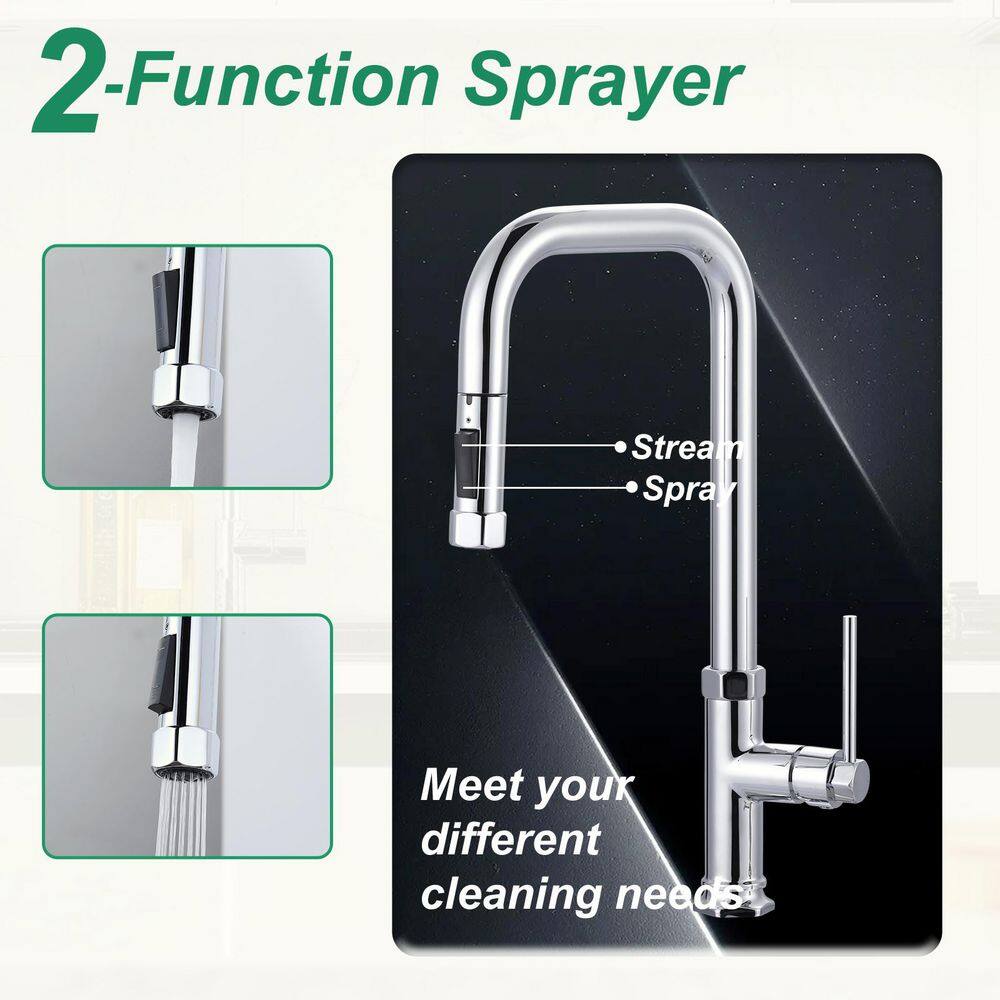 Polished Chrome Single Handle Pull Down Kitchen Faucet