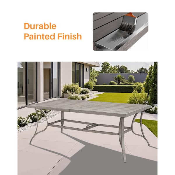 84 in. Outdoor Patio Dining Table for 8, Rectangular Aluminum