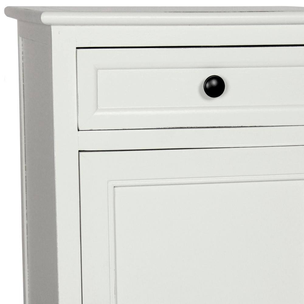 Classic White Manufactured Wood Nightstand with Cabinet and Drawer