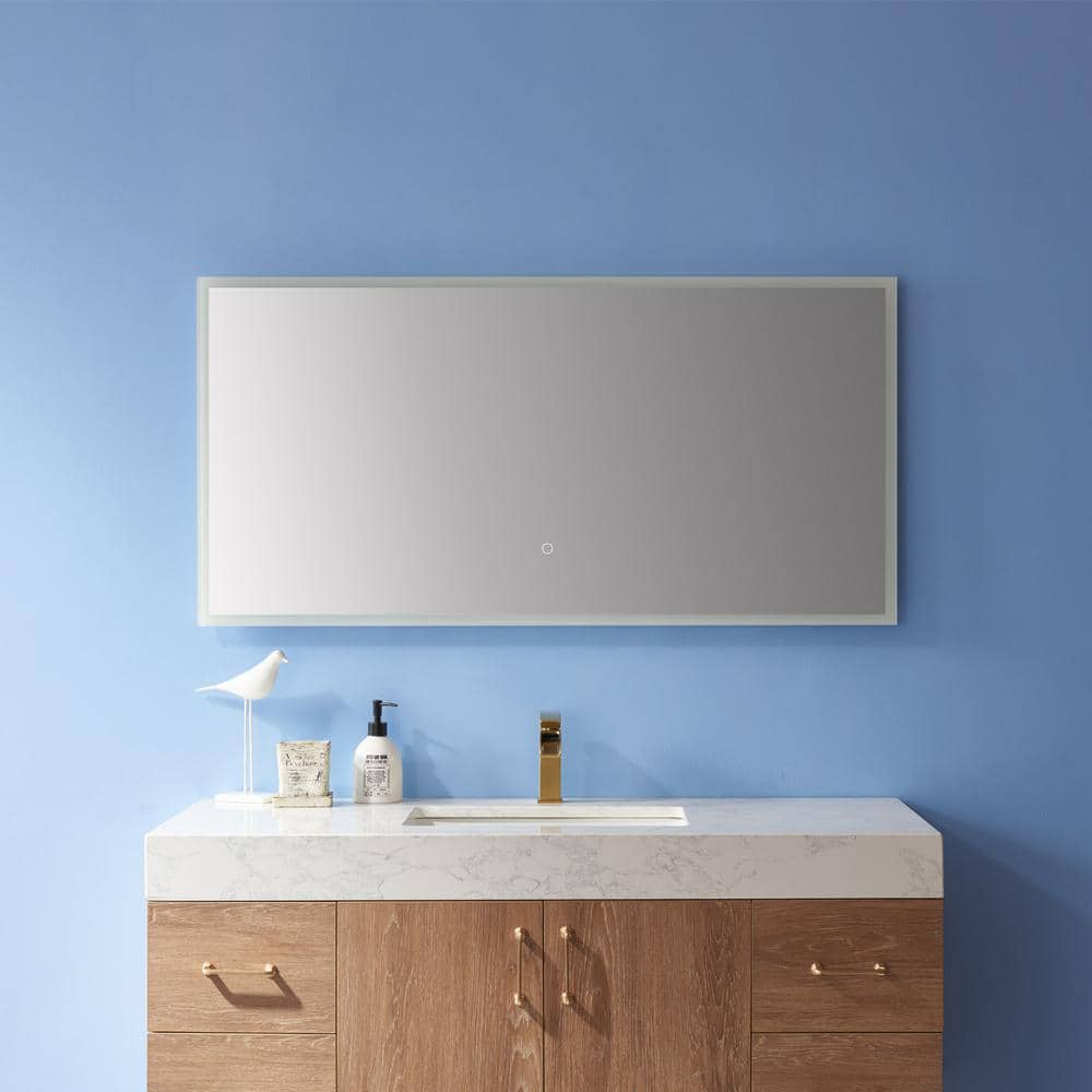 48" Frameless Rectangular LED Bathroom Vanity Mirror