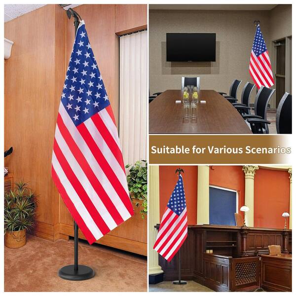 thumbnail image 2 of 8FT Black Flag Pole Kit With American Flag - In-Ground Stainless Steel Pole 2 of 6
