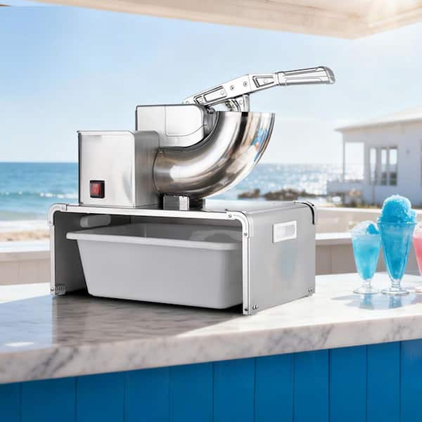 1150 oz. Commercial Ice Crusher661 lbs./H 350W Silver Snow Cone Machine Stainless Steel Shaved Ice Machine 4-Blades