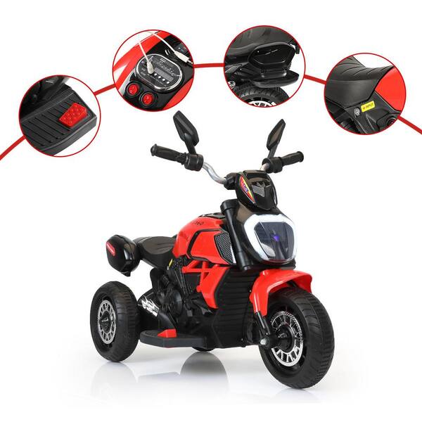 6V Kids Ride On Motorcycle Battery Powered 3 Wheel Bicycle Electric Toy Blk /Red 
