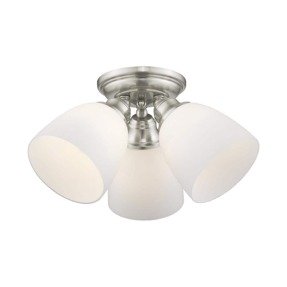Somerville Brushed Nickel 3-Light Flush Mount with Opal Glass