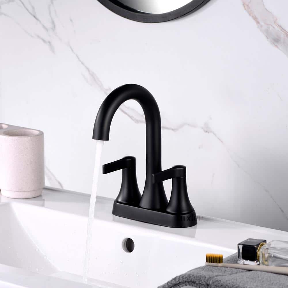 Matte Black Modern Centerset 2-Handle Bathroom Faucet
