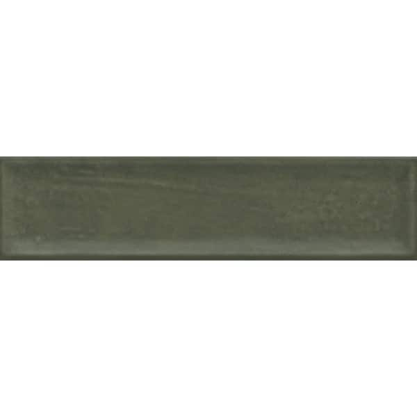 EMSER TILE Raku Olive 2.95 in. x 11.81 in. Glazed Matte Ceramic Wall ...