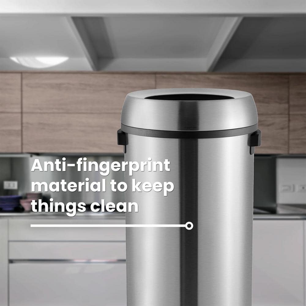 17.2-Gallon Stainless Steel Open-Top Trash Can