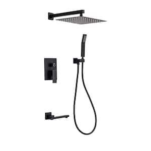 Single-Handle 1-Spray High Pressure Tub and Shower Faucet with Hand Held Valve Included in Matte Black