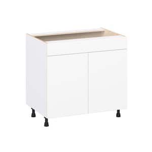 Timberline 36 in. W x 24 in. D x 34.5 in. H Assembled Slab Sink Base Kitchen Cabinet in Bright White with Falsefront