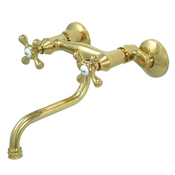 Kingston Brass Traditional 2-Handle Wall Mount Bathroom Faucet in ...