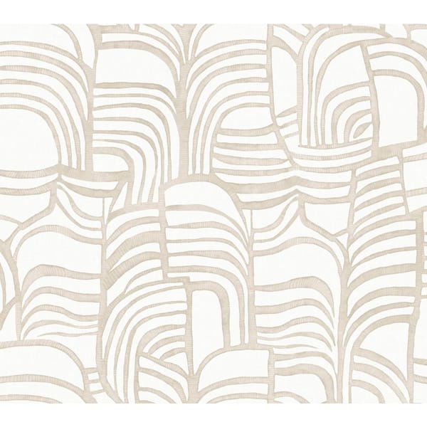 Featherwork Linen Beige Premium Peel and Stick Wallpaper