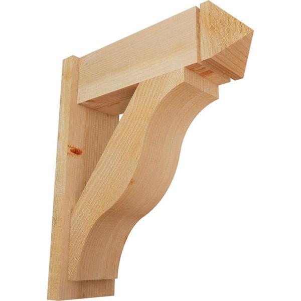 Ekena Millwork 8 in. x 28 in. x 24 in. Douglas Fir Fuston Arts and Crafts Rough Sawn Outlooker