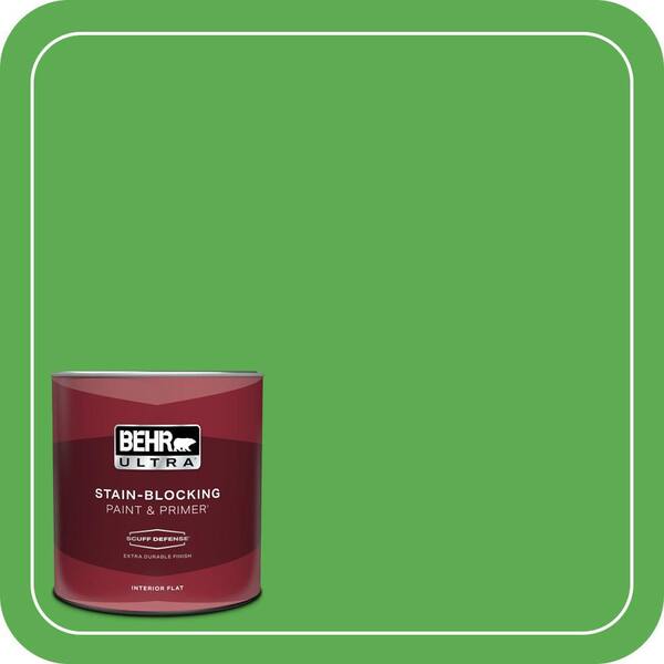BEHR ULTRA 1 qt. #440B-6 Barnyard Grass Extra Durable Flat Interior Paint & Primer