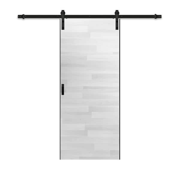 36 in. x 84 in. Walnut Wood Finish Ready to Assemble MDF Sliding Barn Door with Hardware Kit