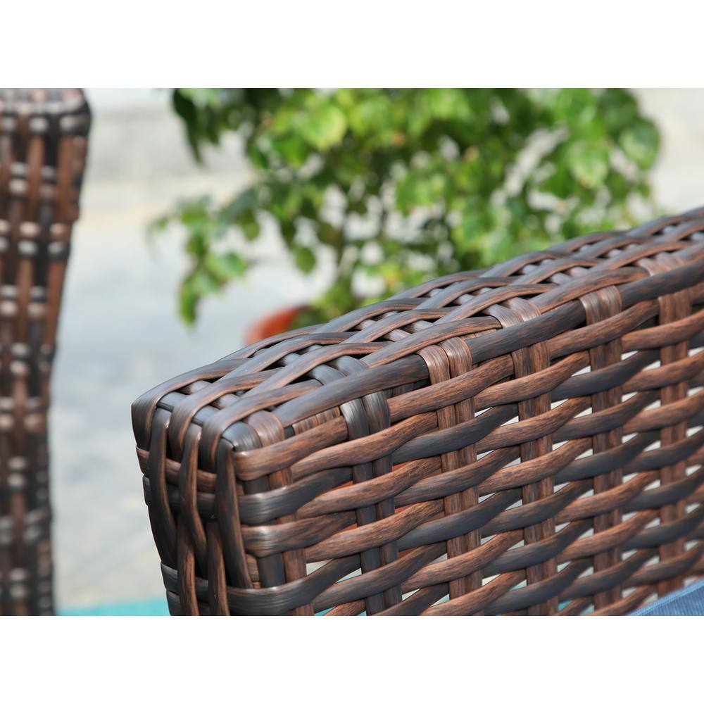 PHI VILLA Black 4-Pieces Metal Patio Conversation Sectional Seating Set with CushionGuard Blue Cushions - 3