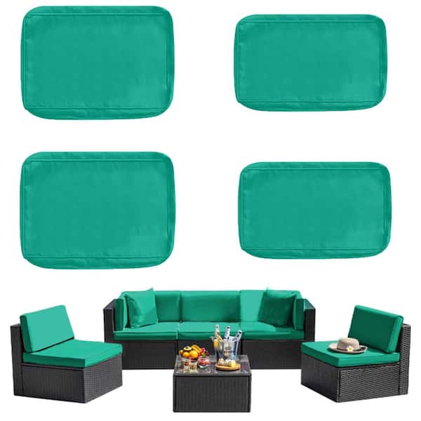 YLLN 4-Piece Patio Cushion Covers Replacement with Zipper, Waterproof Sectional Sofa Set for Outdoor Cushions Lake Blue