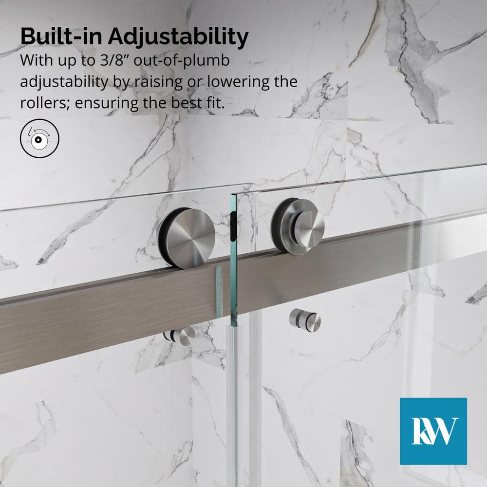 60'' W x 72'' H Brushed Nickel Frameless Sliding Shower Door