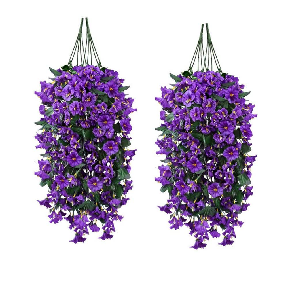 Artificial Purple Morning Glory Vines Ornaments, 4-Pack L0D9NYX9RM