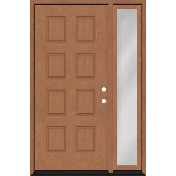 Regency 53 in. x 80 in. 8-Panel LHIS AutumnWheat Stain Mahogany Fiberglass Prehung Front Door w/14in.Sidelite