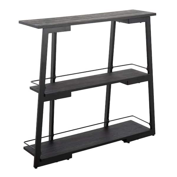 Converge 41 in. Tall Black Metal and Black Wood 3-Shelf Bookcase