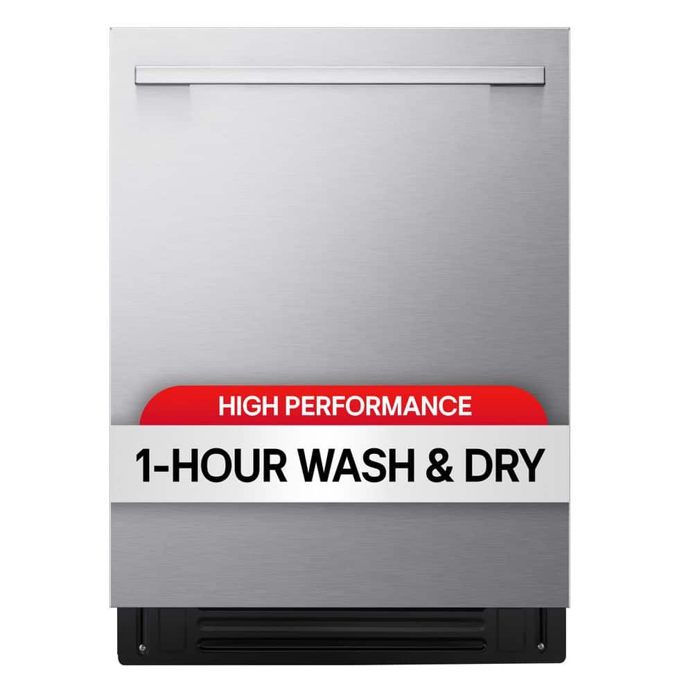 24 in. Top Control Smart Built-in 46 dBA Dishwasher in Stainless Steel with FlushFit Design and 1-Hour Wash and Dry