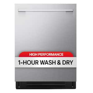 24 in. Top Control Smart Built-in 46 dBA Dishwasher in Stainless Steel with FlushFit Design and 1-Hour Wash and Dry