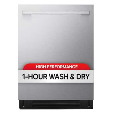 24 in. Top Control Smart Built-in 46 dBA Dishwasher in Stainless Steel with FlushFit Design and 1-Hour Wash and Dry