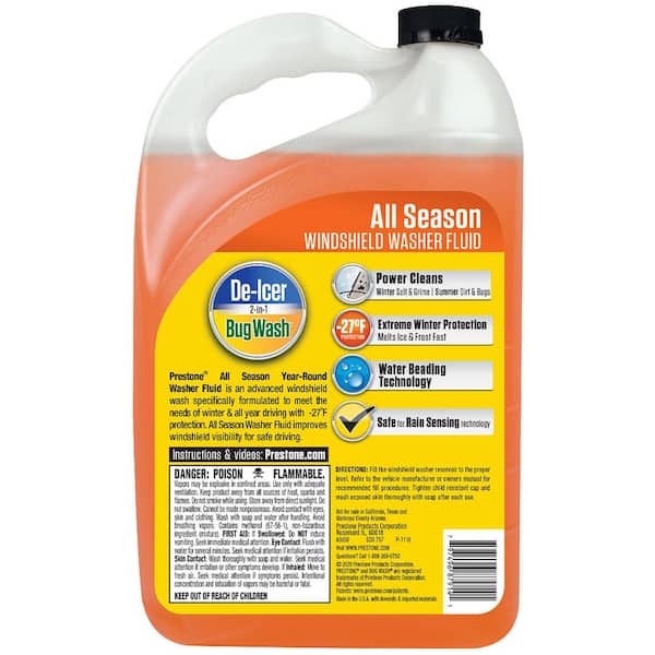 Prestone All Season 2 in 1 Washer Fluid - 1 gal; Year round , -27°  De-Icer+Bugwash AS658 - The Home Depot