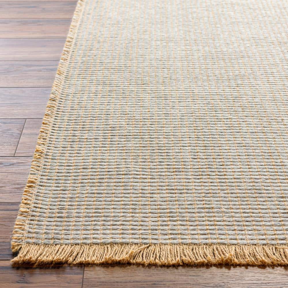 Gray and Natural Jute and Polypropylene Runner Rug, 2'7" x 7'3"