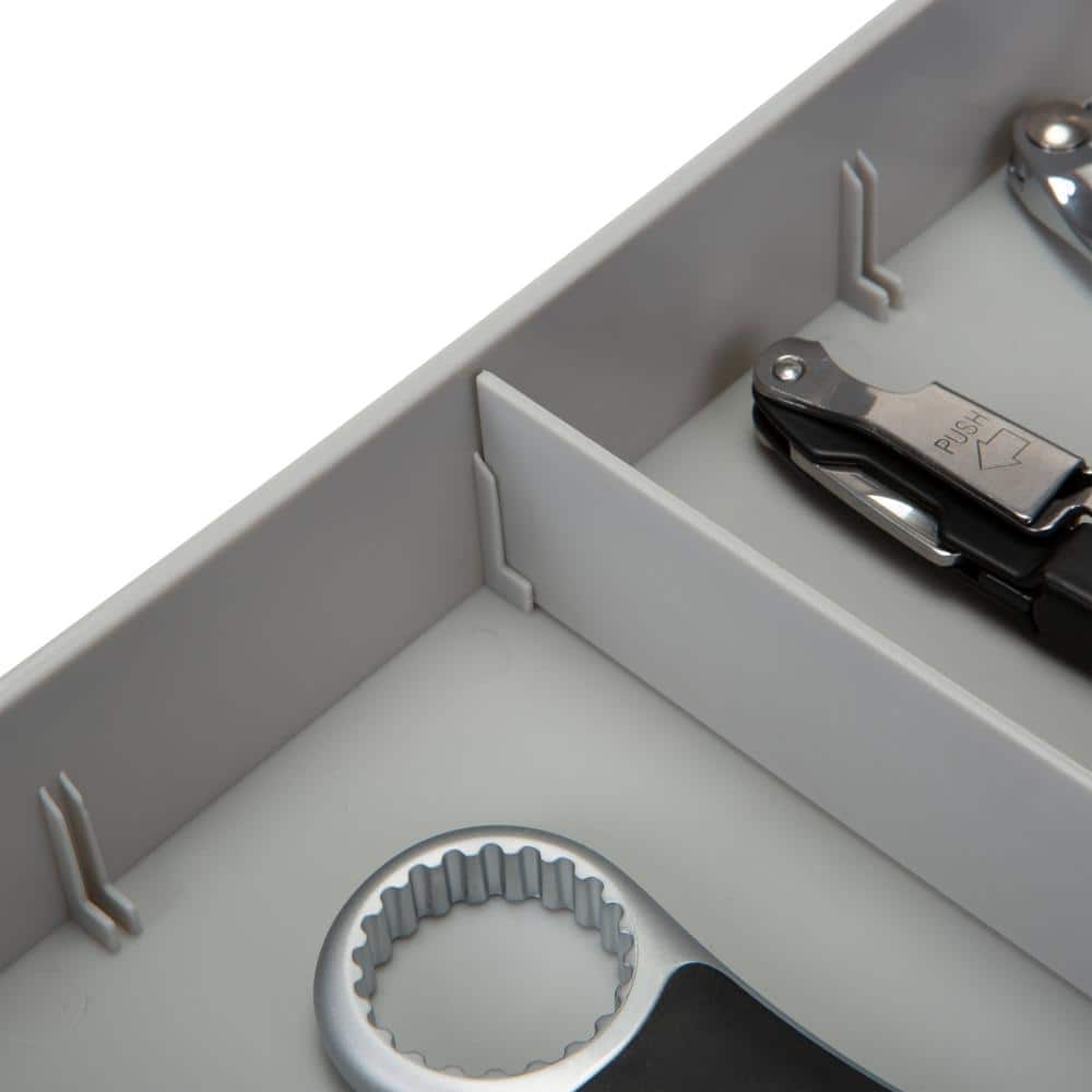Gray Adjustable Plastic Kitchen Drawer Organizer Tray