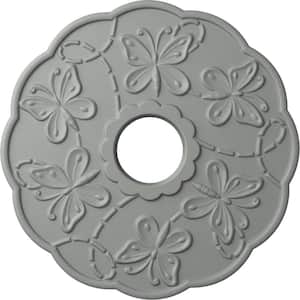 17-7/8" x 3-7/8" I.D. x 1" Terrones Butterfly Urethane Ceiling Medallion (Fits Canopies upto 3-7/8"), Primed White