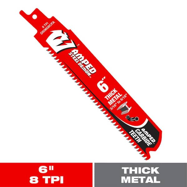 DIABLO 6 in. 8 TPI Steel Demon AMPED Carbide Reciprocating Saw Blade for Thick Metal Cutting