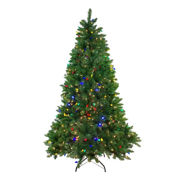 Northlight 7.5 ft. Pre-Lit Huron Pine Artificial Christmas Tree with ...