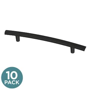 Arched 5-1/16 in. (128 mm) Matte Black Cabinet Drawer Bar Pull (10-Pack)