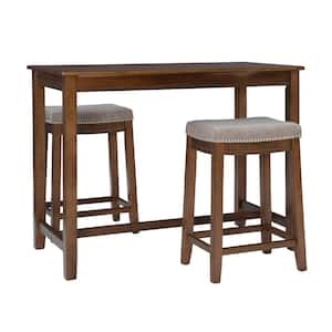 Concord 3-Piece Rectangle Counter Height Brown and Gray Wood Top Dining Room Set Seats 2