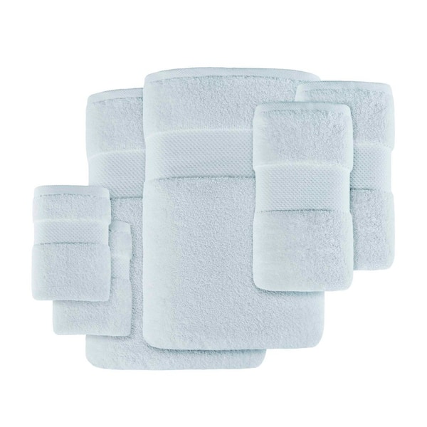 Turkish 6-Piece Light Blue Cotton Bath Towel Set