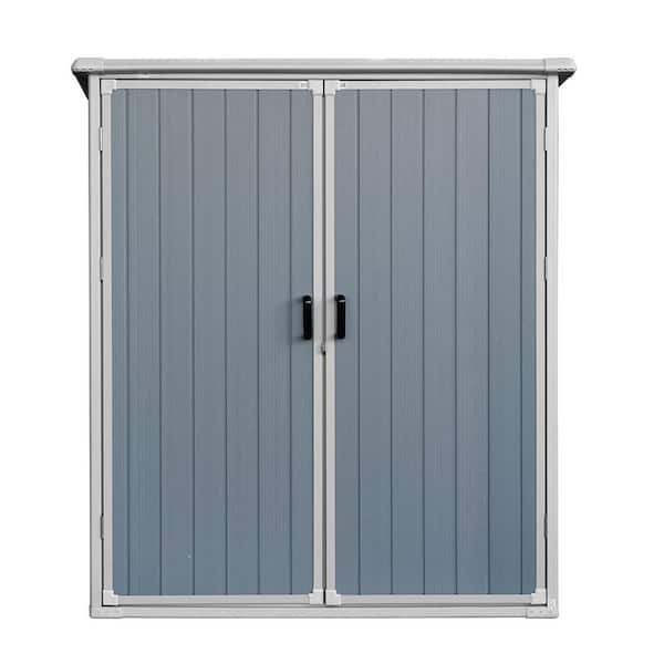 Outdoor Storage Shed 5 ft. W x 3 ft. D Resin Waterproof Cabinet with Lockable Doors Gray (15 sq. ft. )