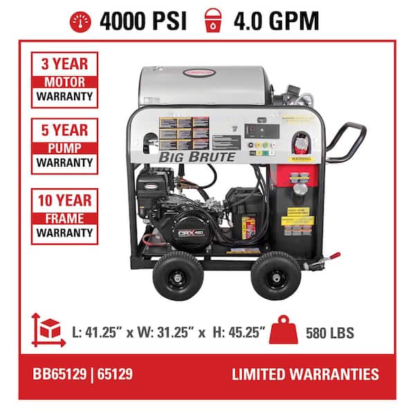 4000 PSI 4.0 GPM Hot Water Gas Pressure Washer, CRX420 Engine and Comet Pump, Heavy-Duty Commercial Power Washer