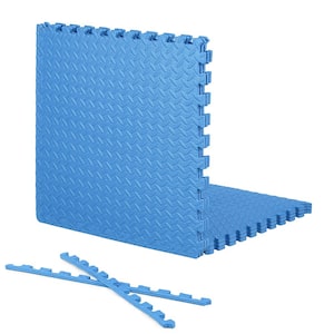 Blue 24 in. W x 24 in. L x 0.5 in. T EVA Foam Diamond Pattern Gym Flooring Mat (6 Tiles/Pack) (24 sq. ft.)
