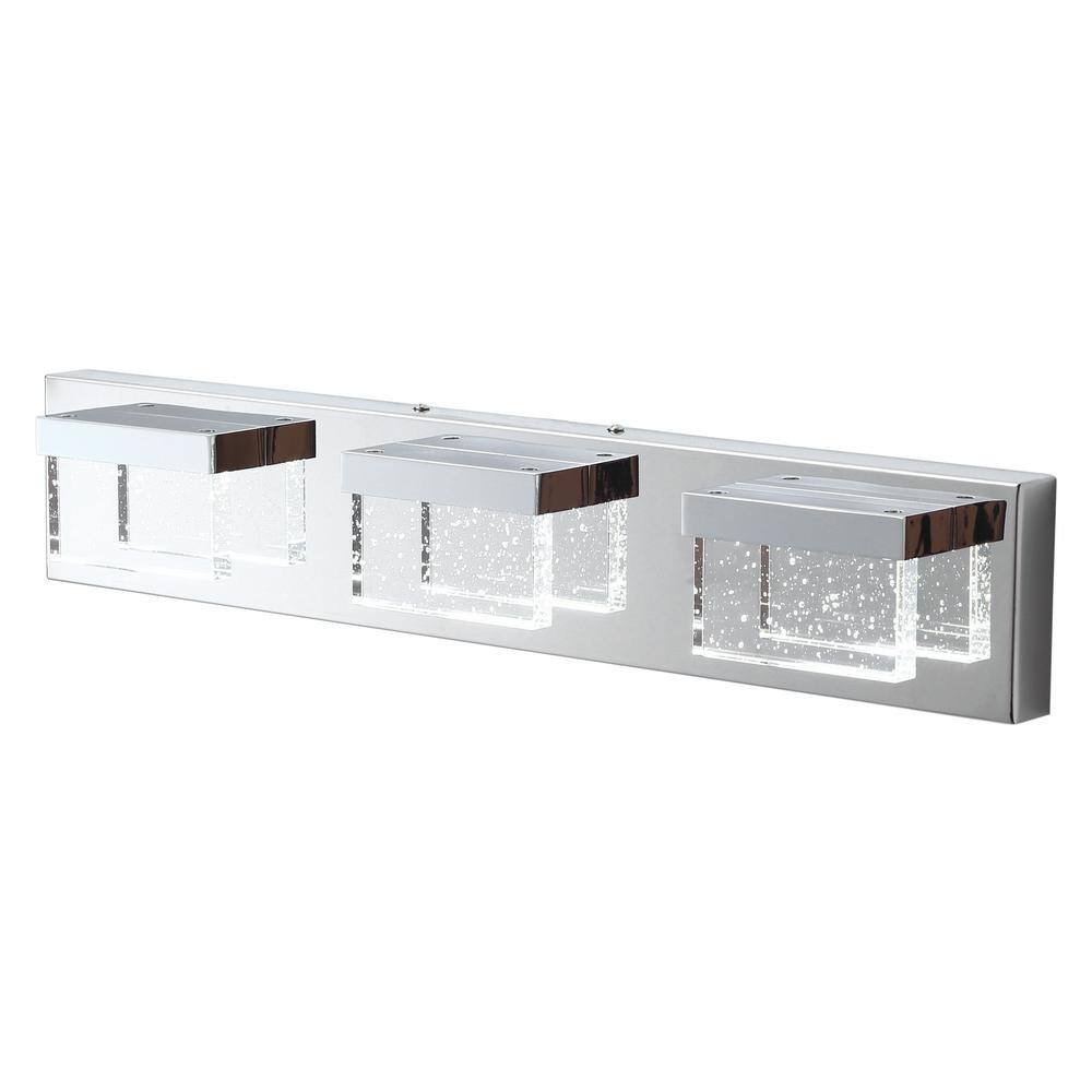 23.6 in. 3-Light Chrome Vanity Light with Glass Shades
