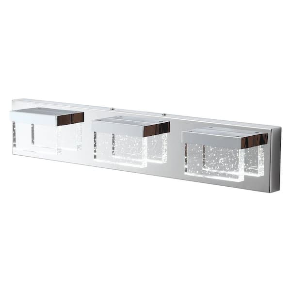 aiwen 23.6 in. 3-Light Chrome Vanity Light with Glass Shades