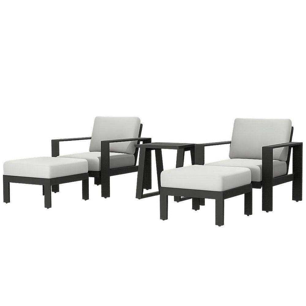 5-Piece Gray Aluminum Outdoor Patio Conversation Lounge Set with Gray Cushions, Weather and Rust Resistant, Seats 2 price history on PriceWatchPro