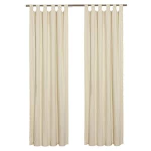 Weathermate Tab Top Natural Cotton Smooth 80 in. W x 84 in. L Tab Top Indoor Room Darkening Curtain (Double Panels)