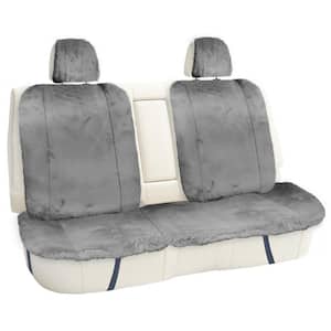 FH Group Doe16 Faux Rabbit Fur Car Seat Cushions 22 in. x 20 in. x 4.7 in. Rear Set, Gray