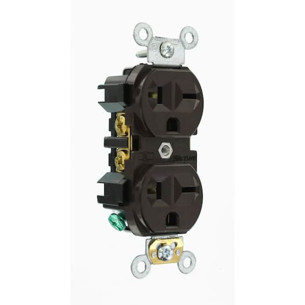 20 Amp 250 V NEMA 6-20R Duplex Outlet/Receptacle, Brown (1-Pack) 5824