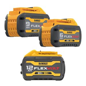 Flexvolt 20V/60V MAX Lithium-Ion Battery Packs with 12.0 Ah, 9.0 Ah and 6.0 Ah Battery Packs (3-Pack)