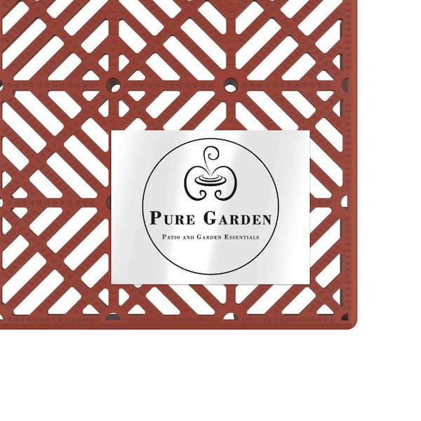 Pure Garden 11.5 in. x 11.5 in. Orange Polypropylene Outdoor Flooring (Set of 12)